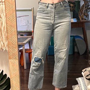 Levis Ribcage straight denim light wash (high waist and cropped)